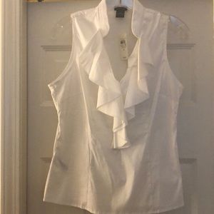 Ann Taylor Sleeveless Ruffled Blouse Size 4